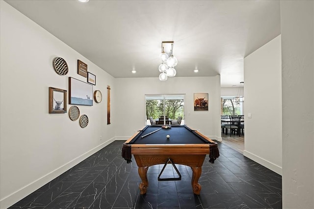 playroom with billiards