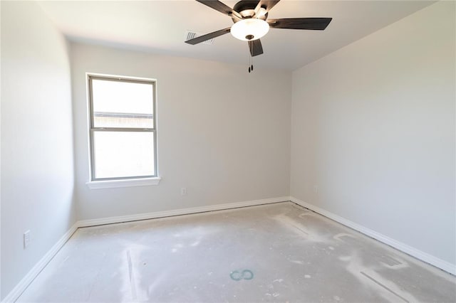 11813 Ethan Mark Dr, Yukon, OK 73099 - unfurnished room featuring baseboards, unfinished concrete flooring, and a ceiling fan