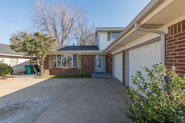 exterior space with a garage