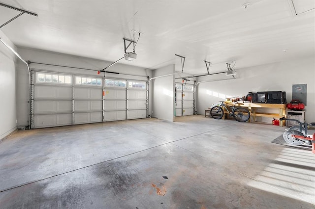 garage with a garage door opener