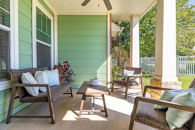 view of patio with ceiling fan