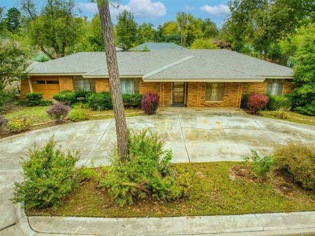 single story home with a garage