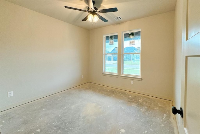 9224 NW 83rd St, Yukon, OK 73099 - spare room with ceiling fan, unfinished concrete floors, and baseboards