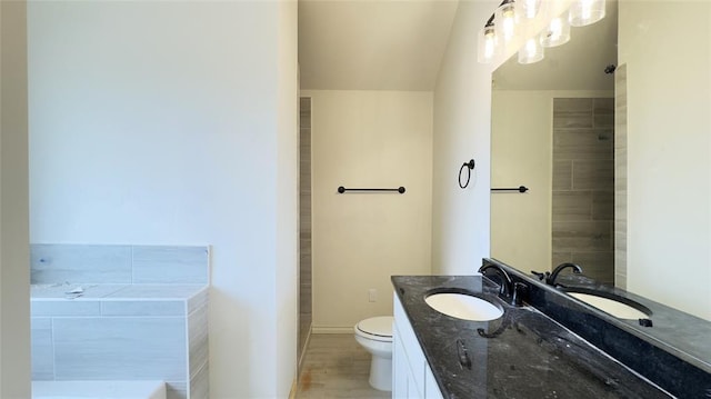 bathroom featuring vanity, wood-type flooring, and toilet