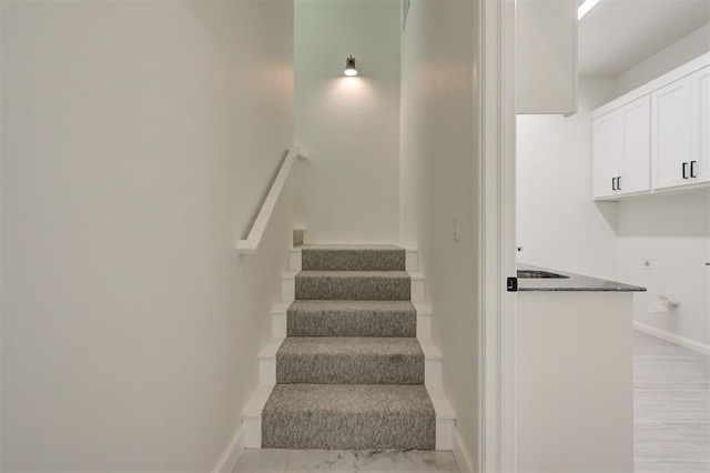 2270 NW 227th St, Edmond, OK 73025 - stairway with marble finish floor and baseboards