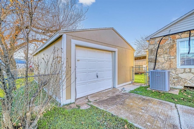 garage with central AC unit