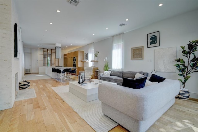 living room featuring light hardwood / wood-style flooring