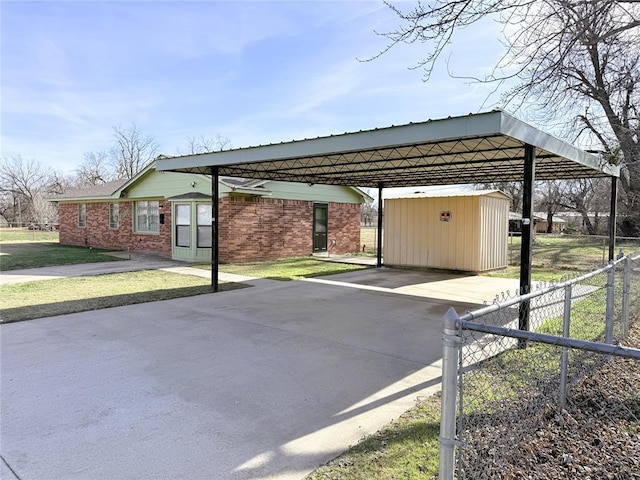 view of parking with a carport