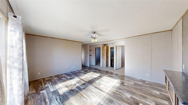 empty room featuring hardwood / wood-style floors and ceiling fan