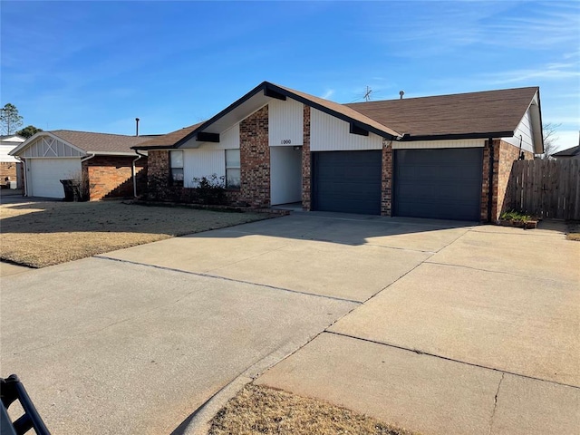 single story home with a garage