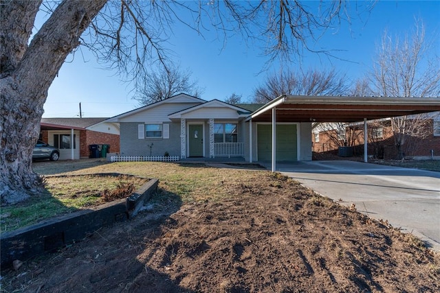 ranch-style home with a carport