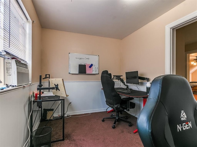 office with carpet flooring and cooling unit