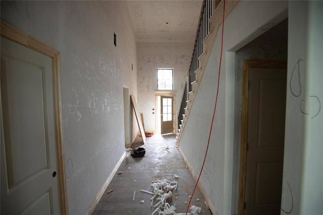 11113 NW 91st St, Yukon, OK 73099 - hallway with baseboards and stairs