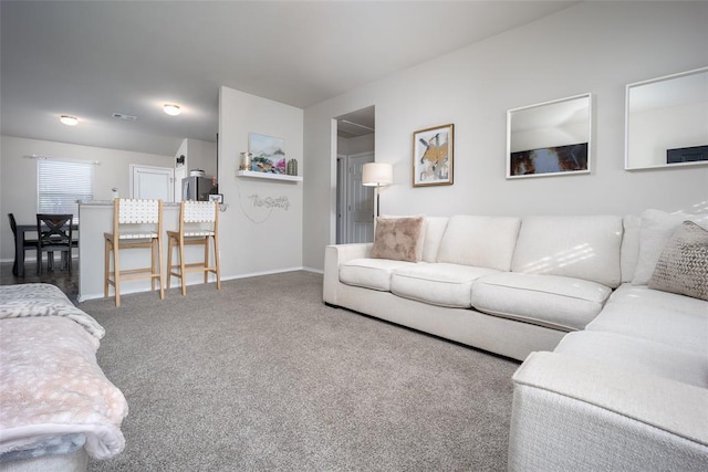 living room with carpet floors