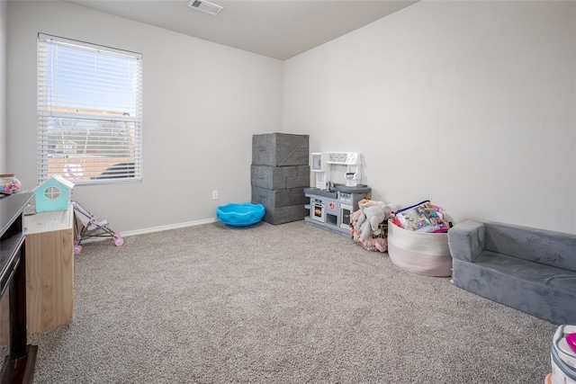 game room featuring carpet flooring