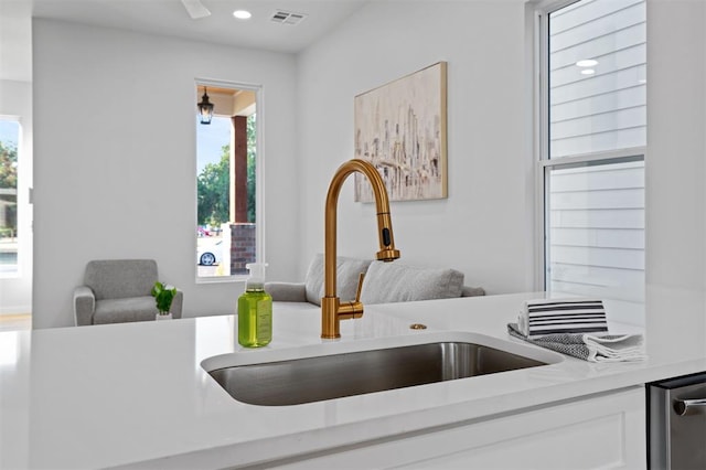 interior details with sink and white cabinets