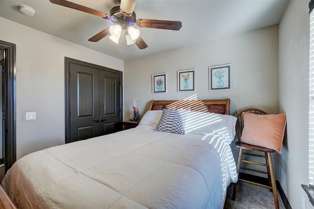 bedroom with a closet and ceiling fan