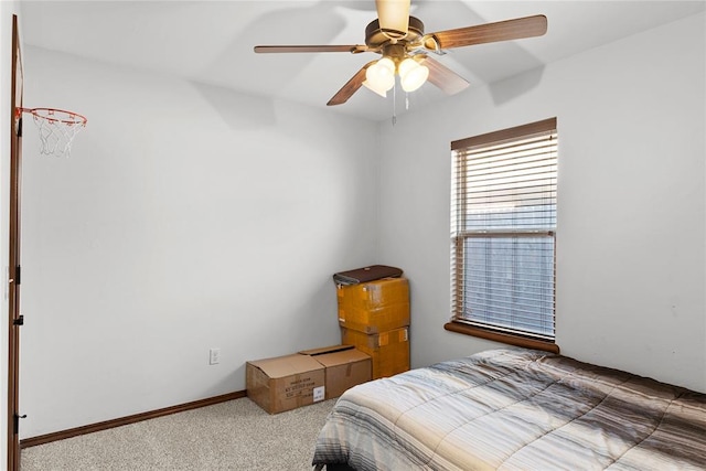 bedroom with carpet floors and ceiling fan