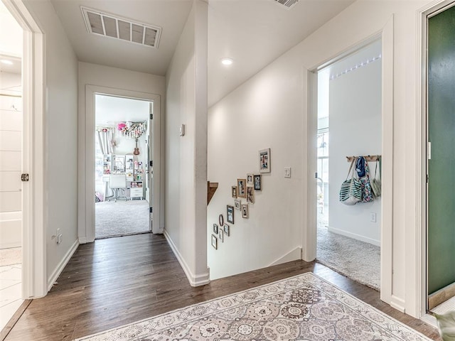 foyer entrance with dark wood-type flooring