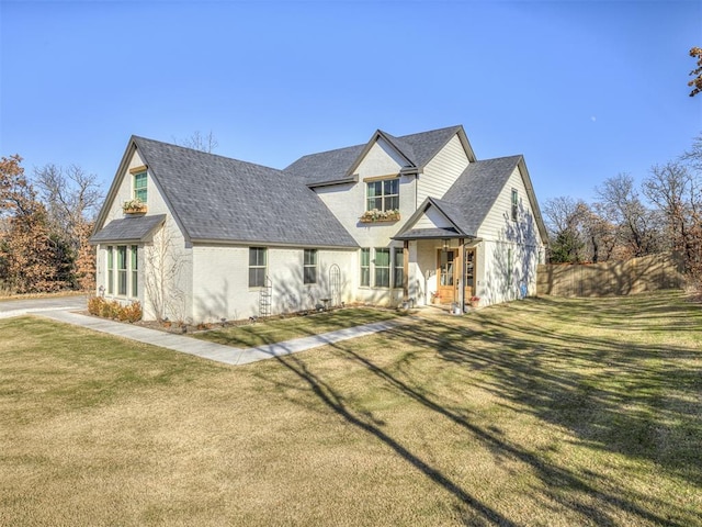 view of front of home with a front lawn