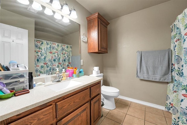 bathroom featuring tile patterned flooring, vanity, and toilet