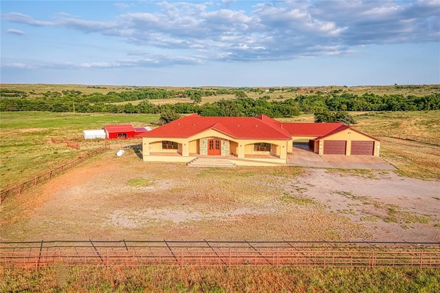 aerial view featuring a rural view