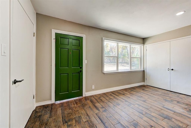 entrance foyer featuring wood-type flooring