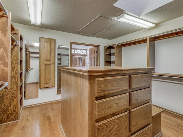 spacious closet with light hardwood / wood-style floors