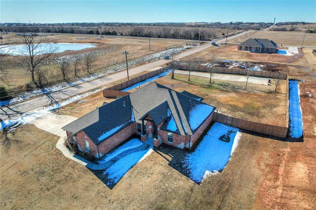 bird's eye view with a rural view