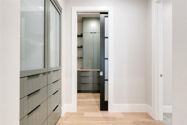 interior space with light hardwood / wood-style floors