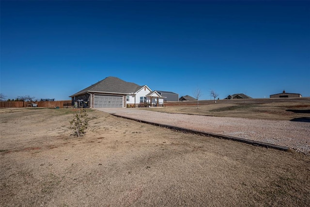 view of yard with a garage