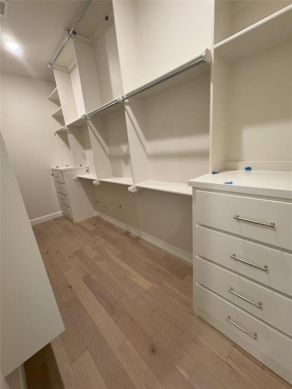 spacious closet featuring light wood finished floors