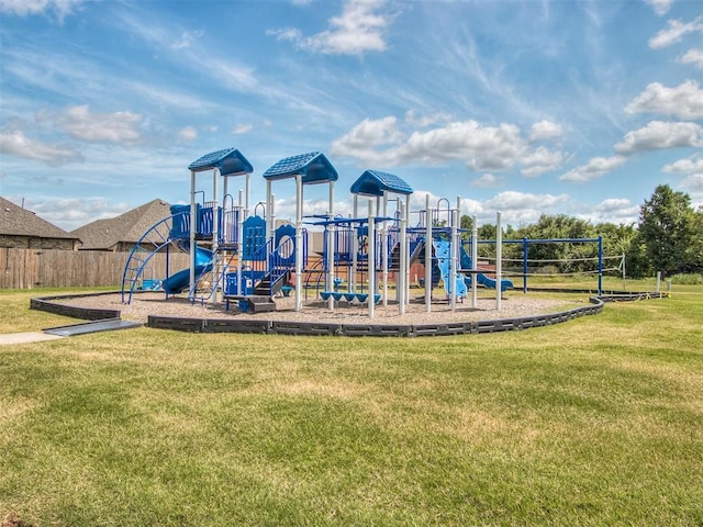 view of play area featuring a yard