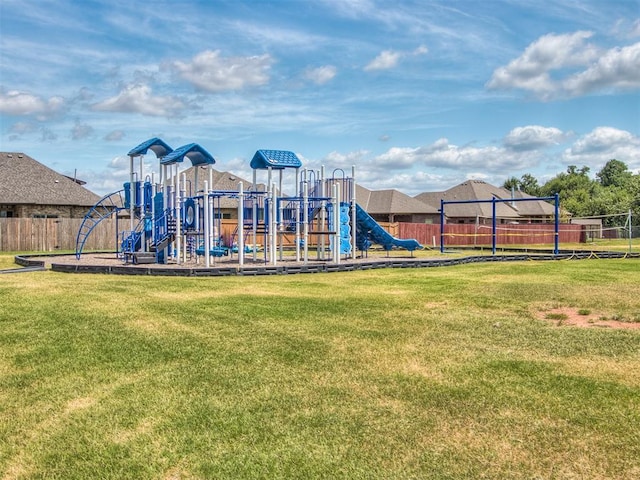 view of play area featuring a yard