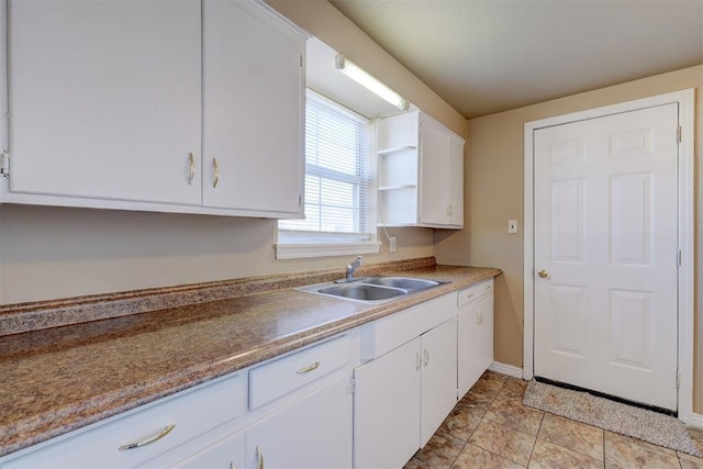 kitchen with sink and white cabinets