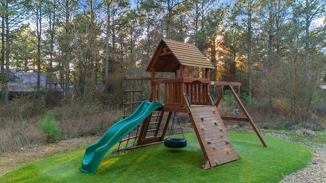 view of play area with a lawn