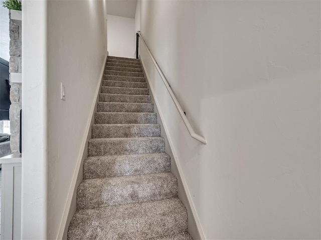 stairway with carpet floors