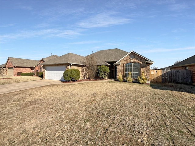 single story home with a garage