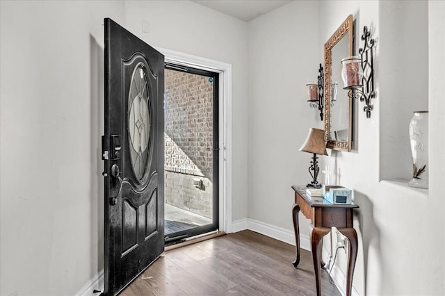 foyer entrance with wood-type flooring