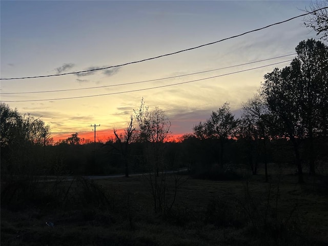 view of yard at dusk