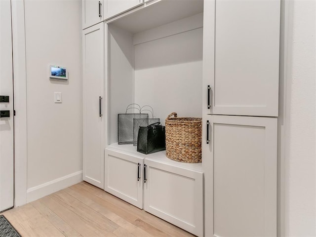 mudroom featuring light wood-type flooring