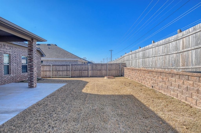 view of yard with a patio area