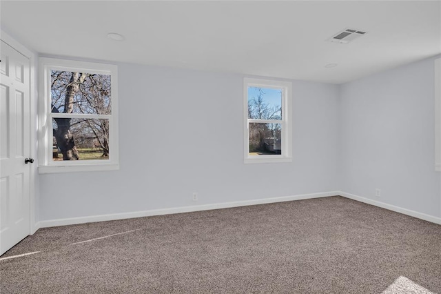 unfurnished room with carpet flooring and a healthy amount of sunlight