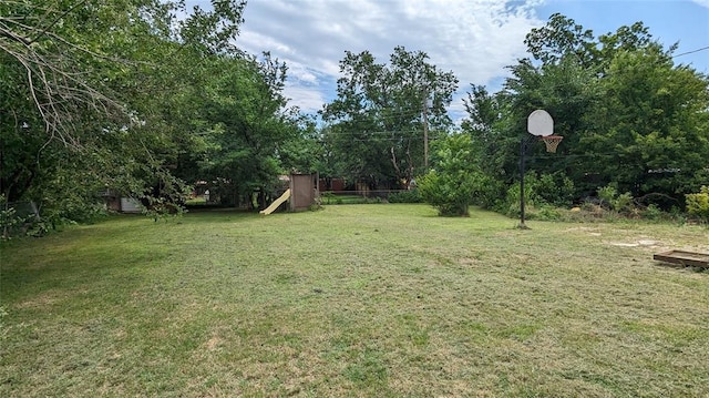 view of yard with a playground