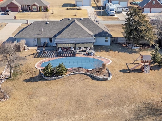 view of swimming pool featuring a pergola and a patio area