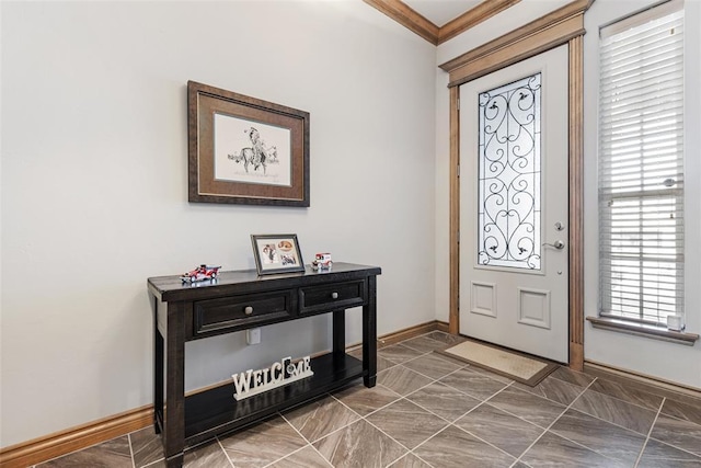 foyer with ornamental molding