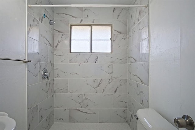 bathroom featuring a shower stall and toilet