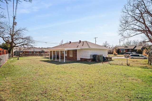 view of yard featuring a fenced backyard and a patio area