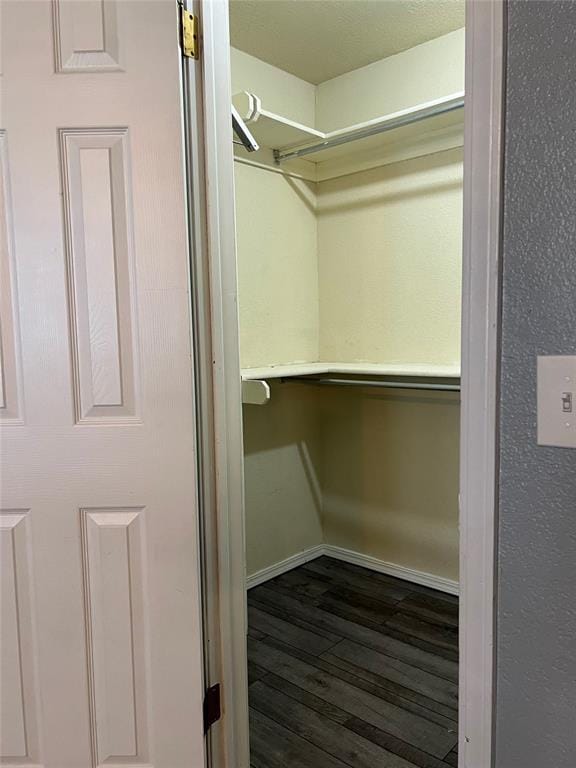 spacious closet featuring dark hardwood / wood-style flooring