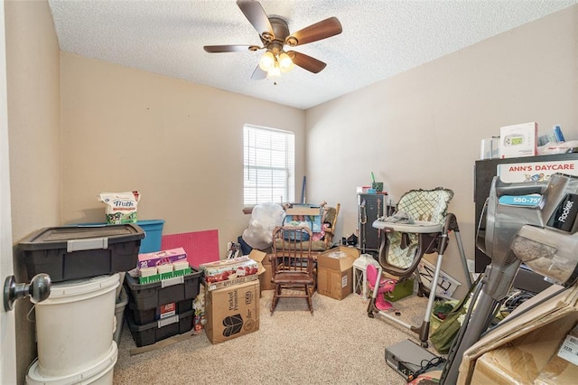 storage area with ceiling fan